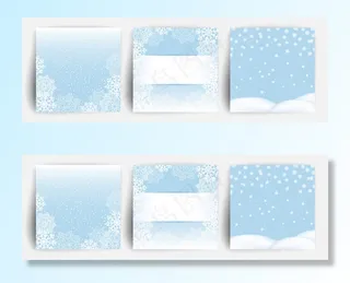 雪背景。圣诞贺卡套装