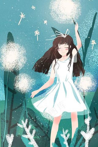 你好四月四月你好春天春季少女白裙少女