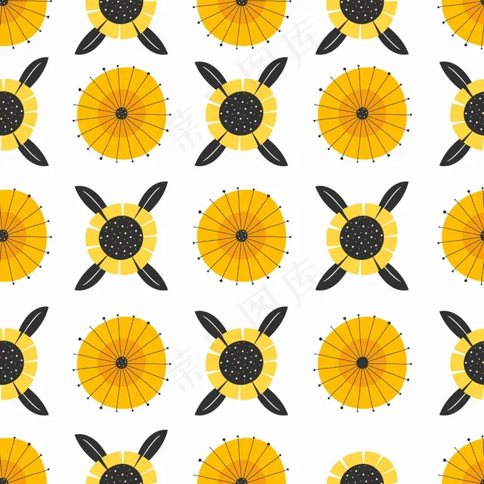 平面设计简约向日葵图案eps,ai矢量模版下载