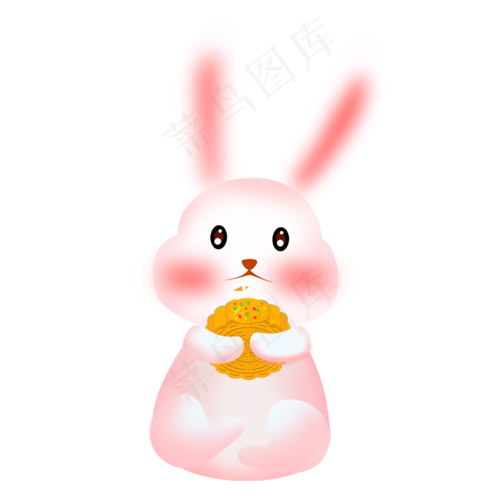 吃月饼的可爱兔子免扣图