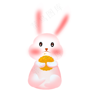 吃月饼的可爱兔子免扣图