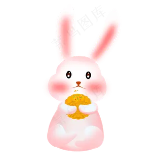 吃月饼的可爱兔子免扣图
