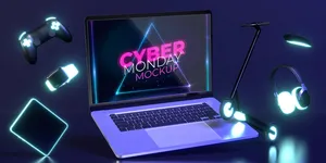 Cyber monday搭配新款笔记本电脑模型样机
