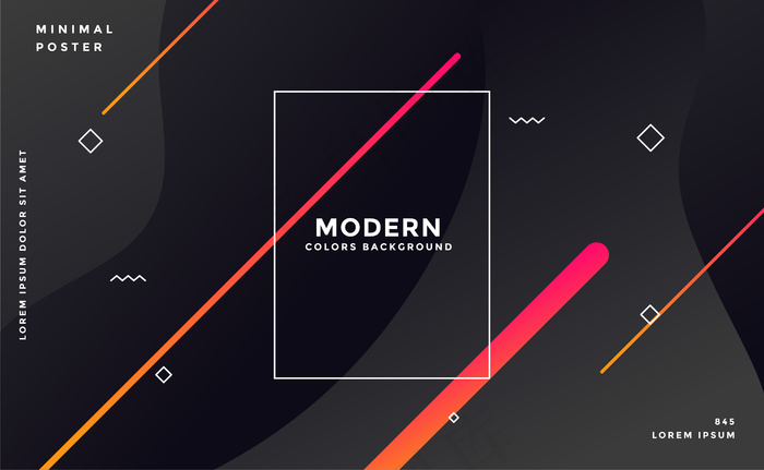 现代深色孟菲斯风格黑色背景