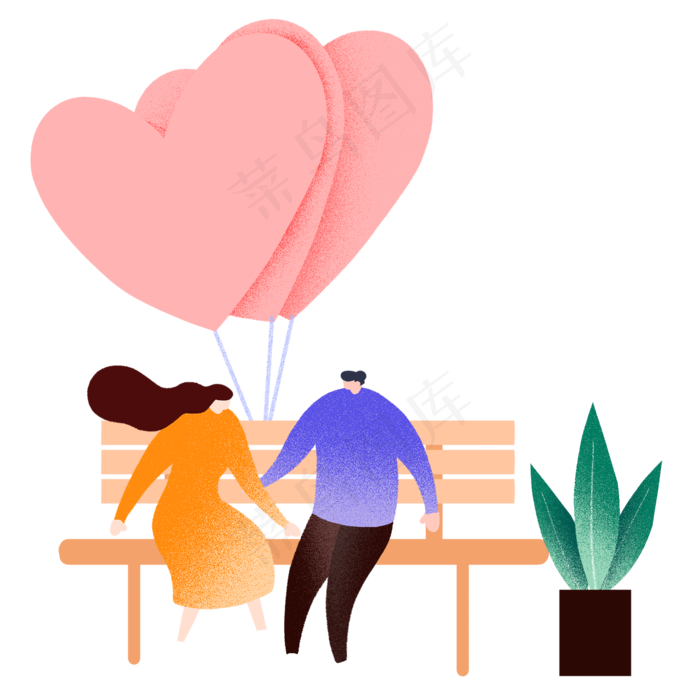 七夕节长凳上的情侣