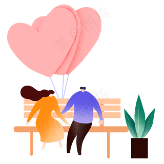 七夕节长凳上的情侣