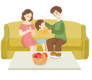 中秋节家人团圆吃月饼