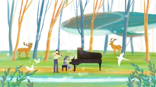 森林弹琴梦幻治愈系风景