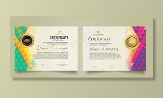 设置三角形几何多边形背景的证书模板