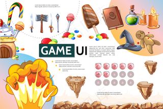 卡通手机游戏信息图概念