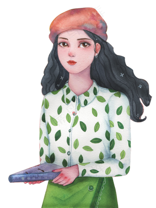 教师节手绘那书本少女