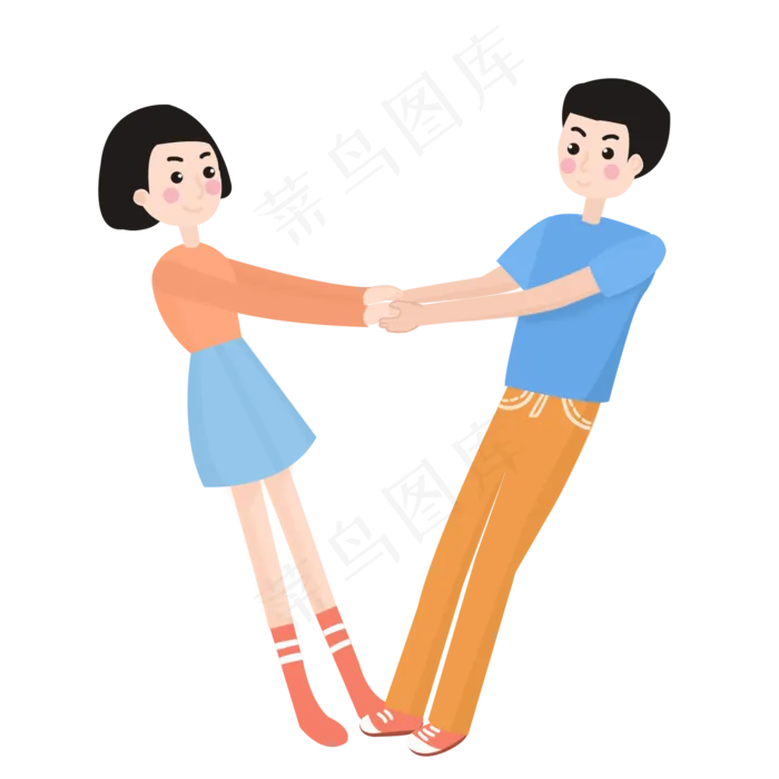 七夕情侣卡通装饰素材(2000X2000(DPI:300))psd模版下载