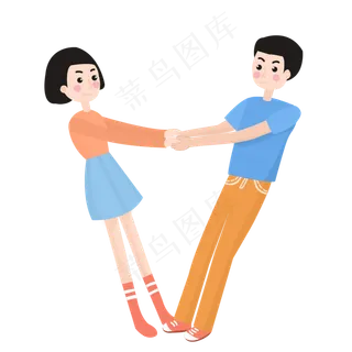 七夕情侣卡通装饰素材