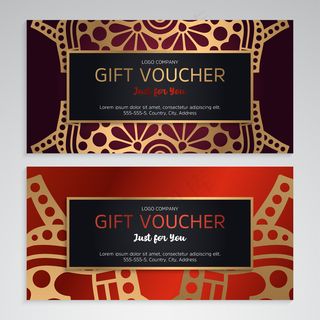 民族风格豪华礼券模板