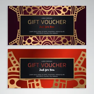 民族风格豪华礼券模板