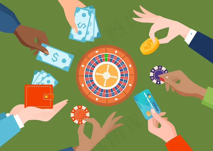 不同国家的人群手持赌场筹码美元eps,ai矢量模版下载