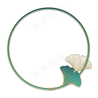 立体金边白描银杏叶边框