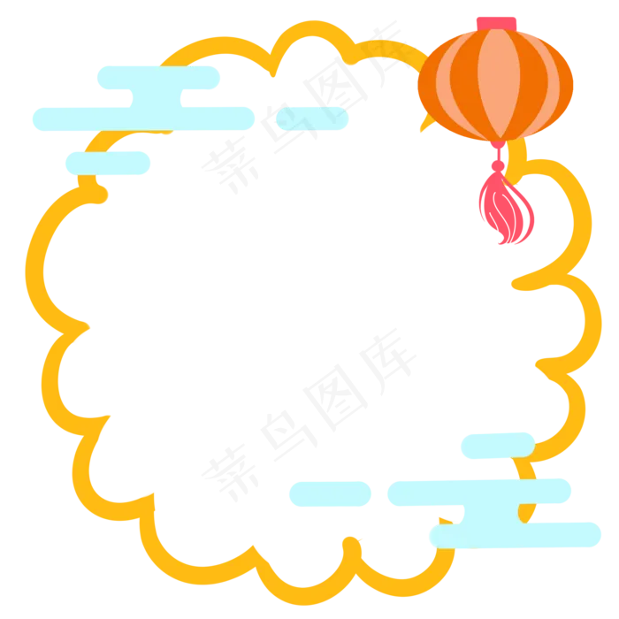 祥云灯笼花纹边框(2000X2000(DPI:300))psd模版下载