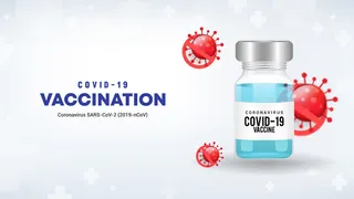 Covid-19疫苗接种背景与疫苗瓶和阻止病毒