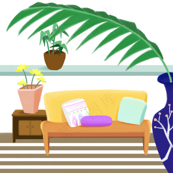 秋分季节绿植沙发休闲生活(2000X2000(DPI:150))psd模版下载