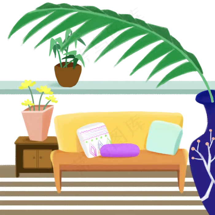 秋分季节绿植沙发休闲生活(2000X2000(DPI:150))psd模版下载