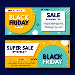 波浪线黑色星期五横幅banner模板