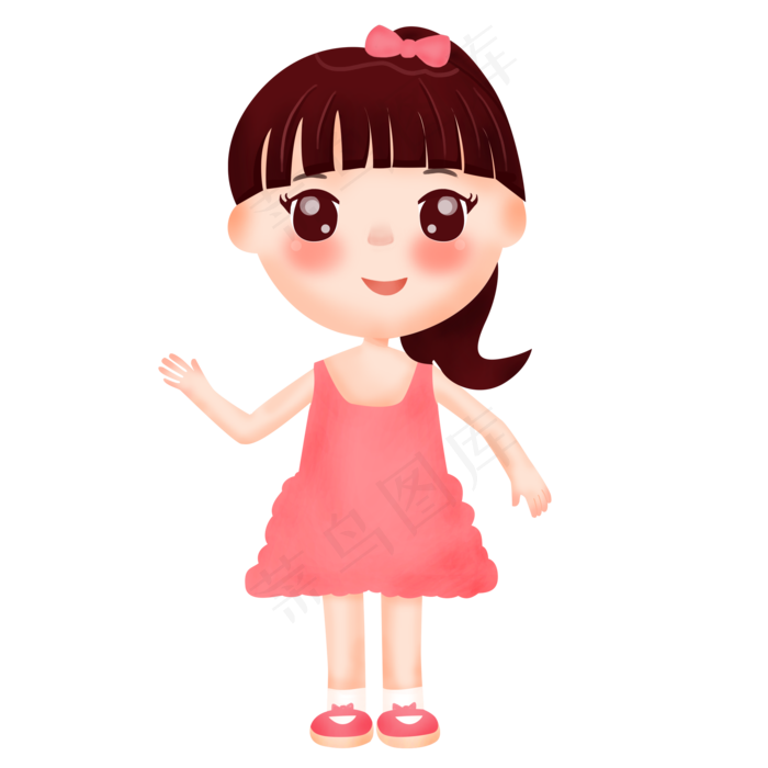 跳舞招手教师节开学季儿童手绘插