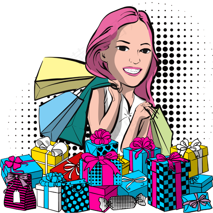 双十一电商波普风狂欢购物者6