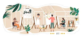 艺术工作室人物画、卡通人物画、插画