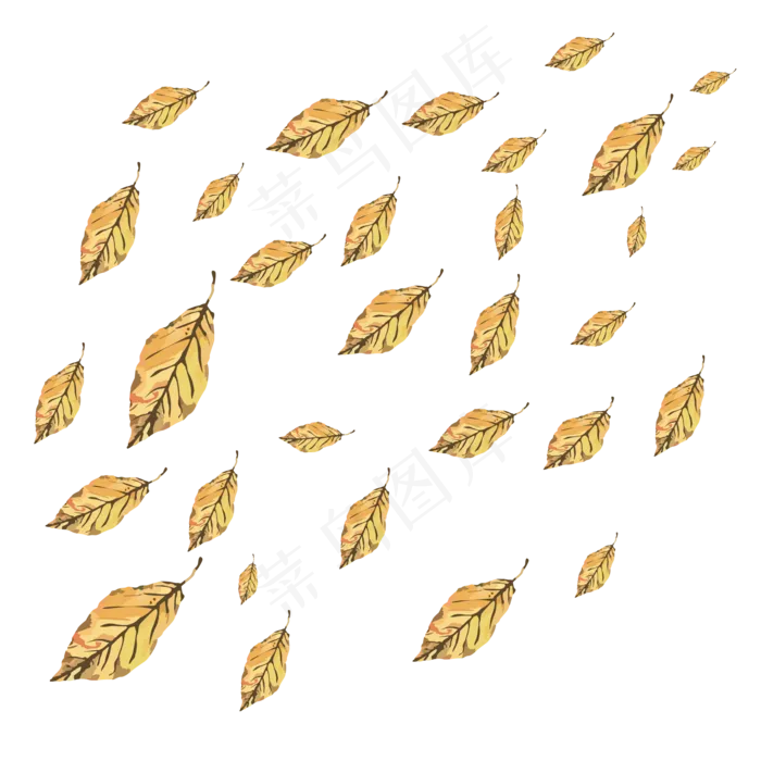 手绘植物漂浮树叶黄色落叶ai矢量模版下载