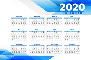 蓝色2020日历模板摘要