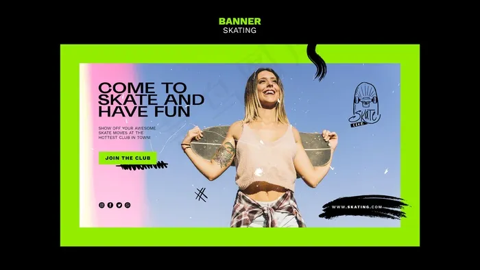 滑冰广告横幅banner模板psd模版下载