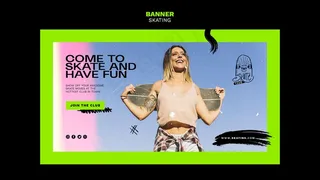 滑冰广告横幅banner模板