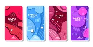 设置网页模板动态彩色渐变抽象横幅banner流动液体形状流体彩色智能手机屏幕收集在线手机app移动应用孟菲斯风格水平