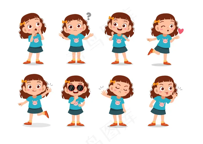 女孩角色集eps,ai矢量模版下载