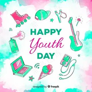 水彩青年节背景