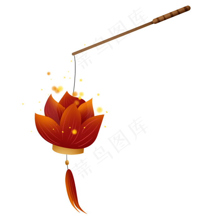 红色古风荷花灯(2000X2000(DPI:300))psd模版下载