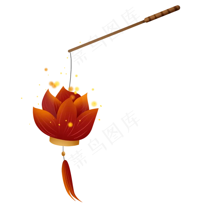红色古风荷花灯(2000X2000(DPI:300))psd模版下载