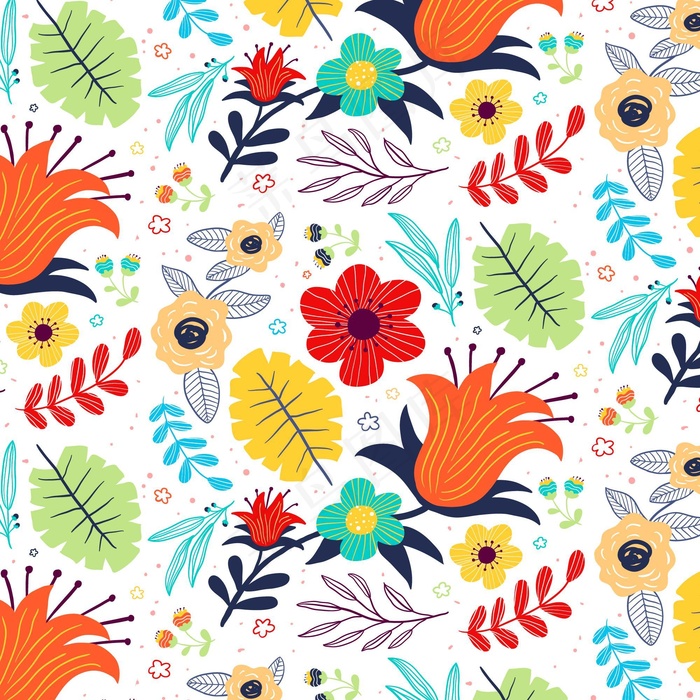 手绘异域花卉图案