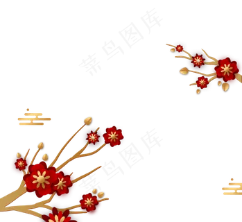 农历新年传统梅花分支图案