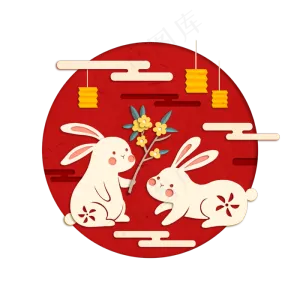 剪纸风玉兔闹中秋