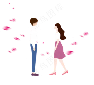 卡通简情侣约会