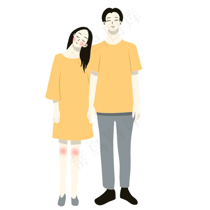 手绘矢量卡通情人节七夕节情侣(3000X3000(DPI:762))psd模版下载