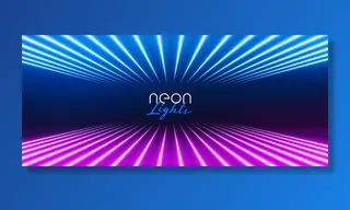 蓝色和紫色的时尚透视霓虹灯线条