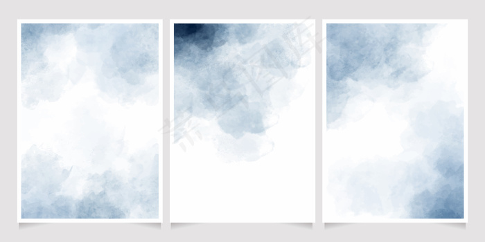 靛蓝水彩湿洗飞溅邀请卡模板收集