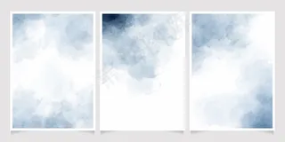 靛蓝水彩湿洗飞溅邀请卡模板收集