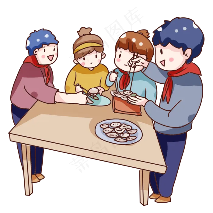 手绘卡通立冬包饺子(2000X2000(DPI:300))psd模版下载