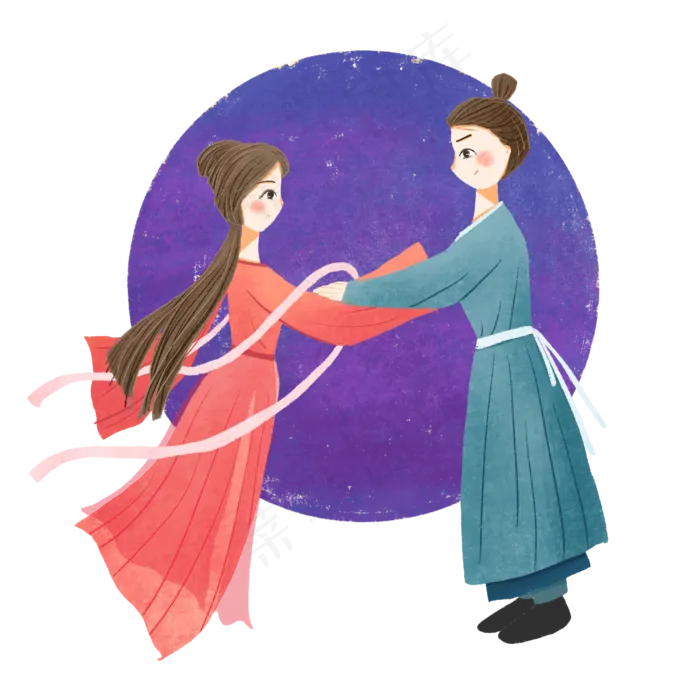 七夕情人节牛郎织女鹊桥相会(2500X2500(DPI:300))psd模版下载