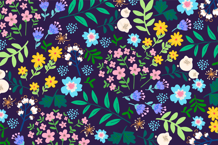 彩色小曲花卉图案背景