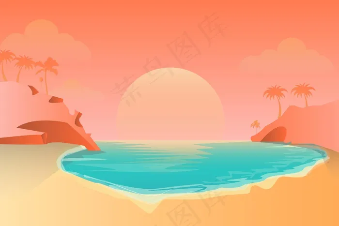 夏季景观，变焦eps,ai矢量模版下载